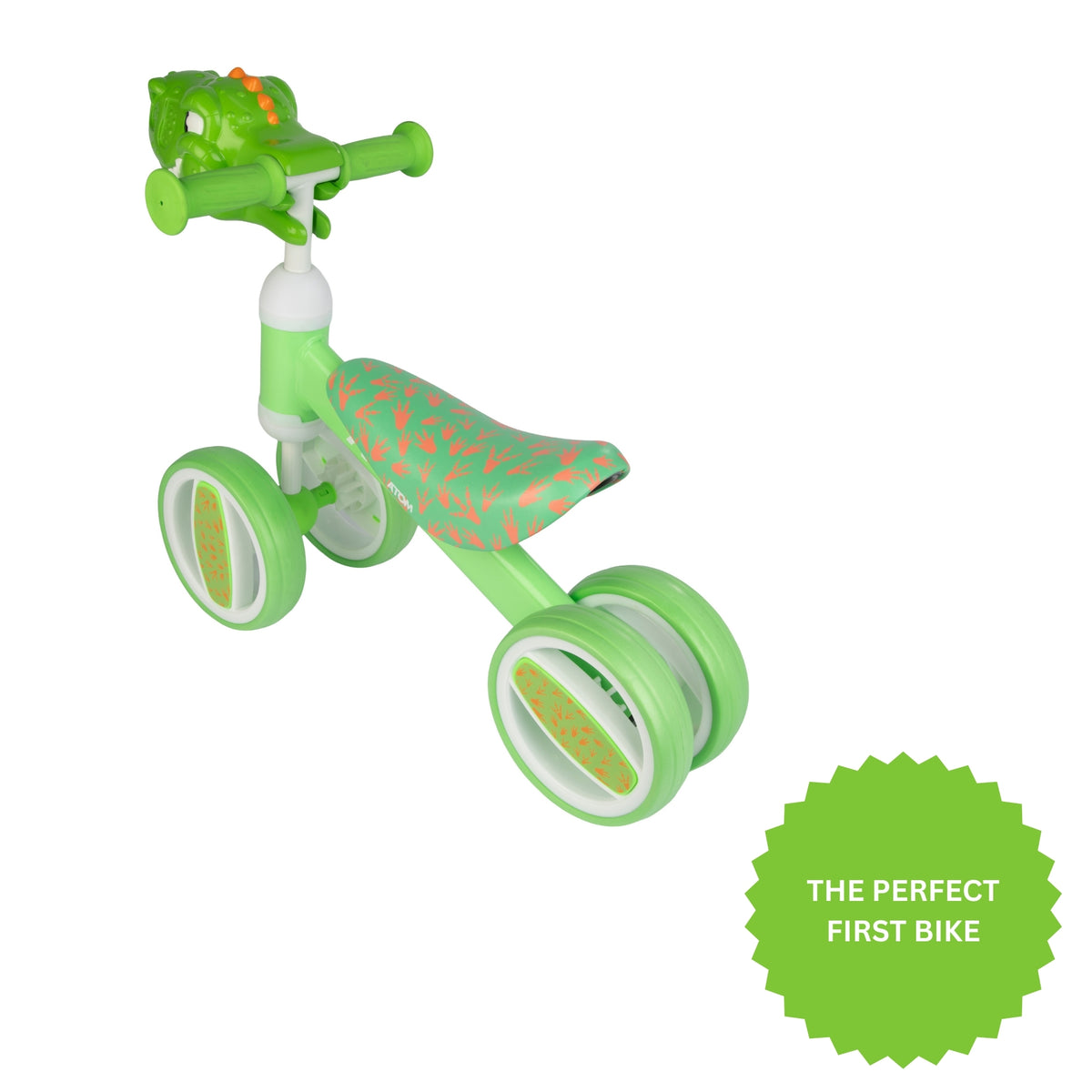 ATOM Childrens Bobble Bike - Green Dinosaur Balance Bike