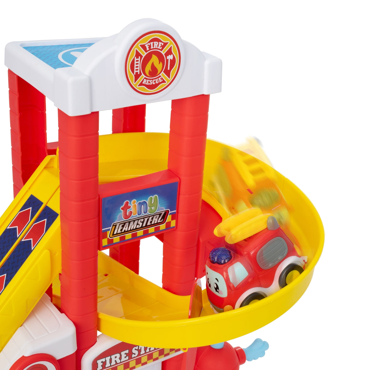 Tiny Teamsterz Beep &amp; Go Fire Station HQ - Includes 1 Fire Engine