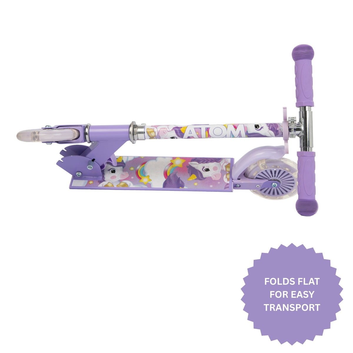 ATOM Light Up Inline Childrens Scooter - Unicorn