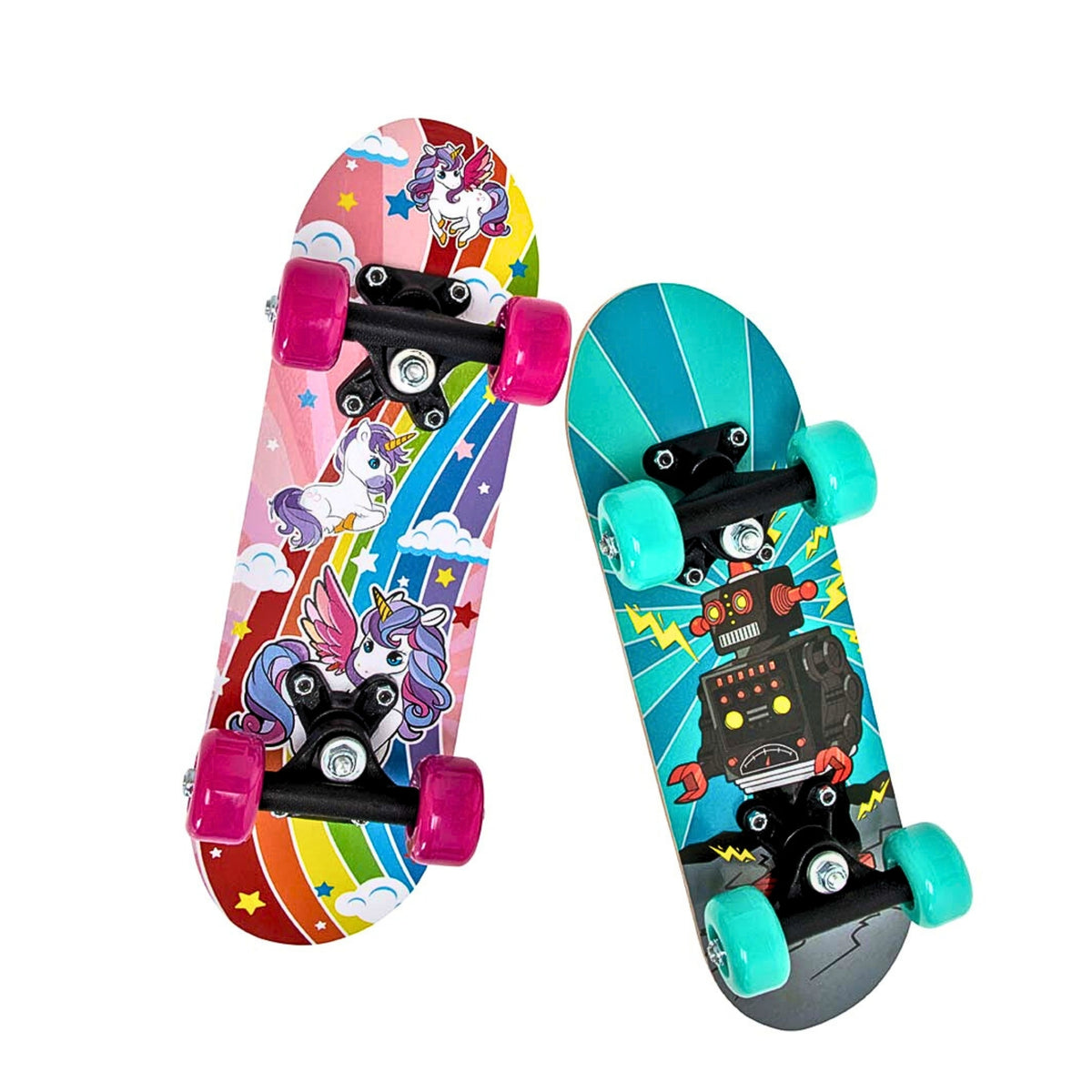 ATOM 17 inch Unicorn Skateboard for Kids – Beginner Mini Skateboard with Colourful Deck and Grip Tape.