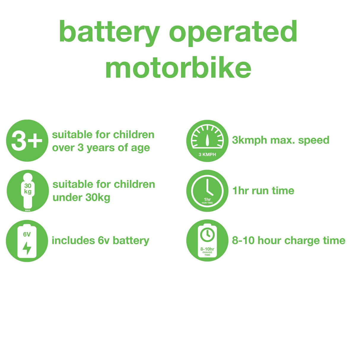 Evo 6V Kids Electric Ride On | Green Motorbike