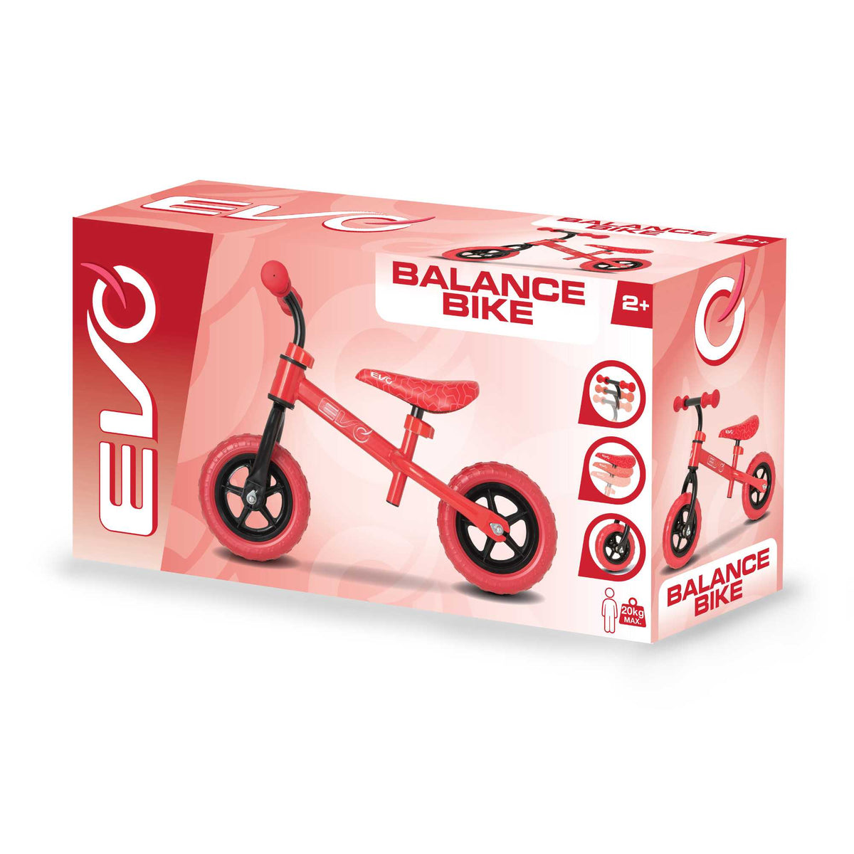 EVO Balance Bike with adjustable seat and handlebars, lightweight and durable frame, perfect for teaching children balance and coordination.