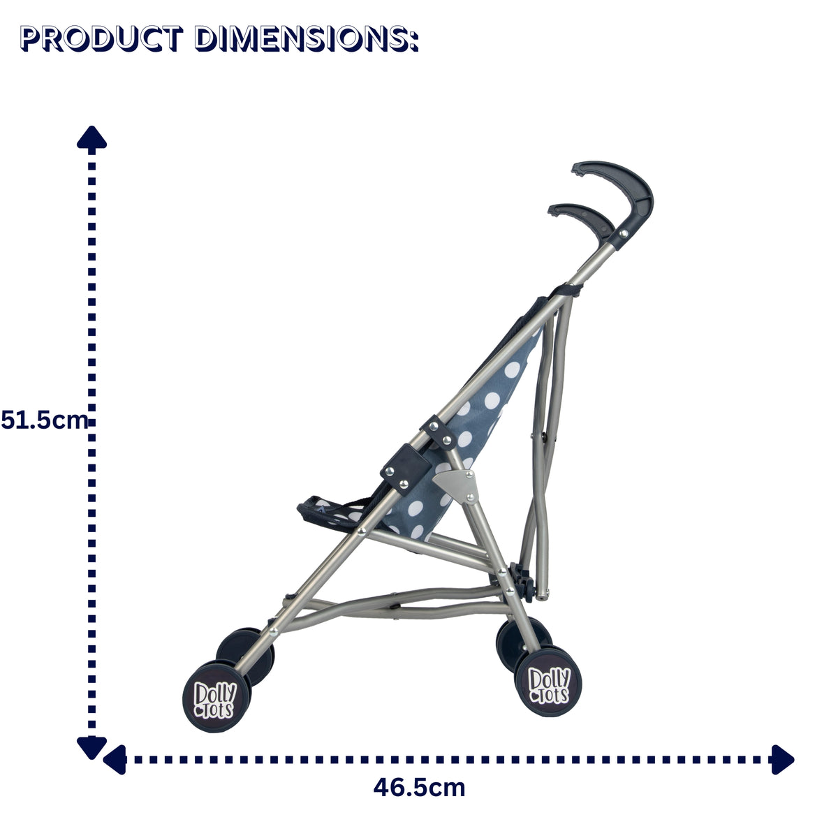 Dolly Tots Navy Dolls Stroller - Includes Doll