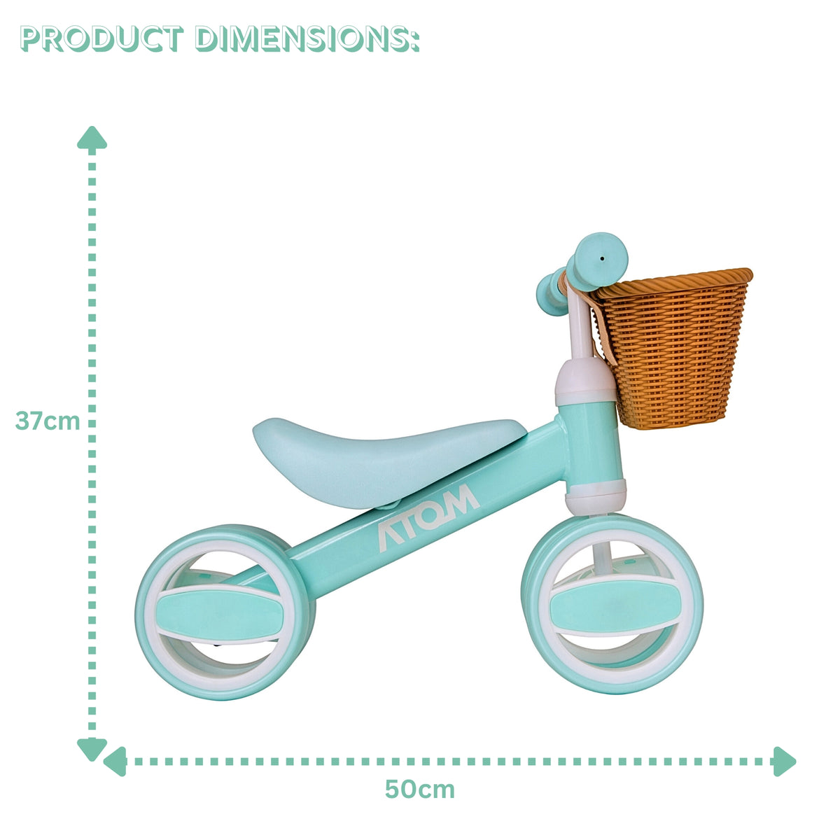 Atom Bobble Bike With Basket - Mint Green