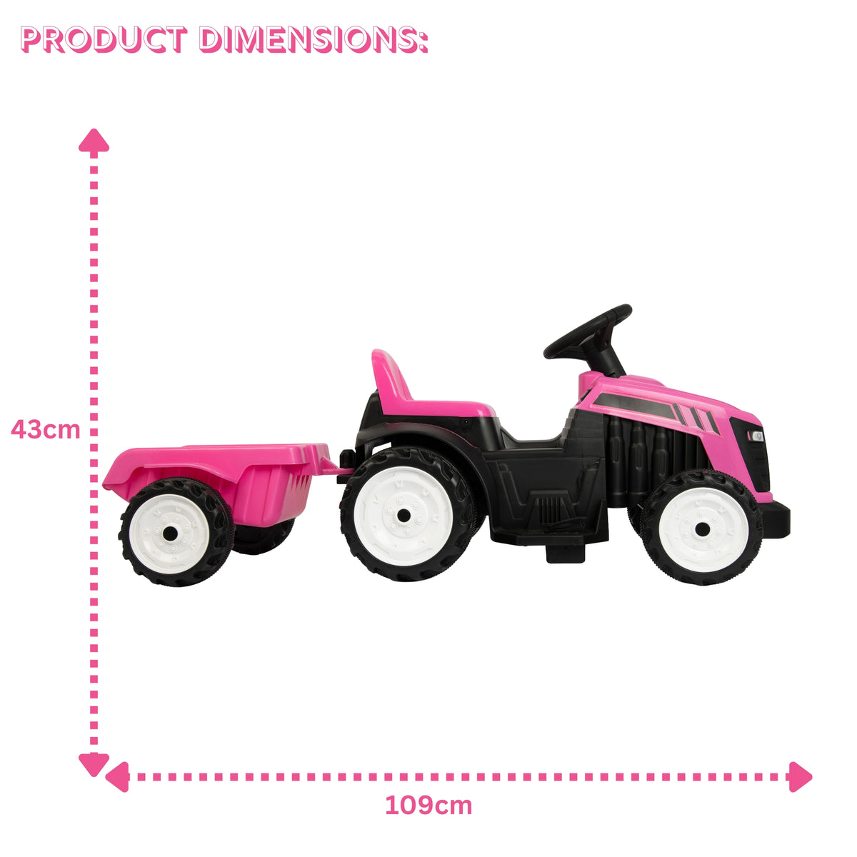 ATOM 6V Electric Ride On Tractor With Trailer - Pink