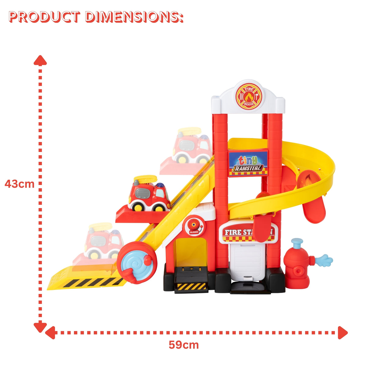 Tiny Teamsterz Beep &amp; Go Fire Station HQ - Includes 1 Fire Engine