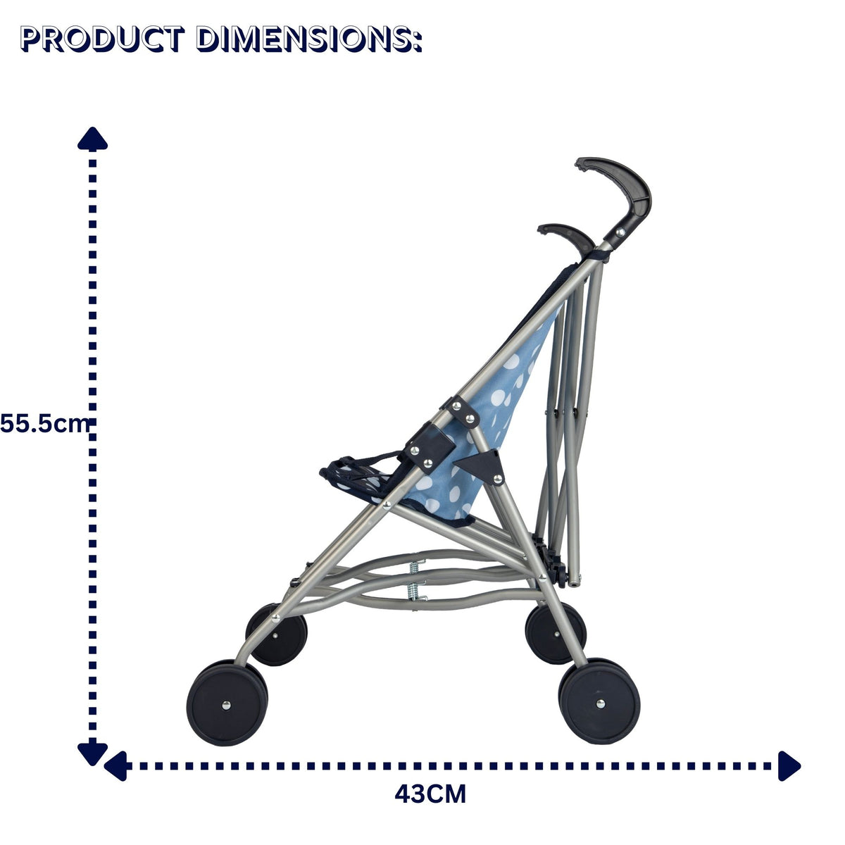 Dolly Tots Twin Dolls Stroller - Navy Pushchairs