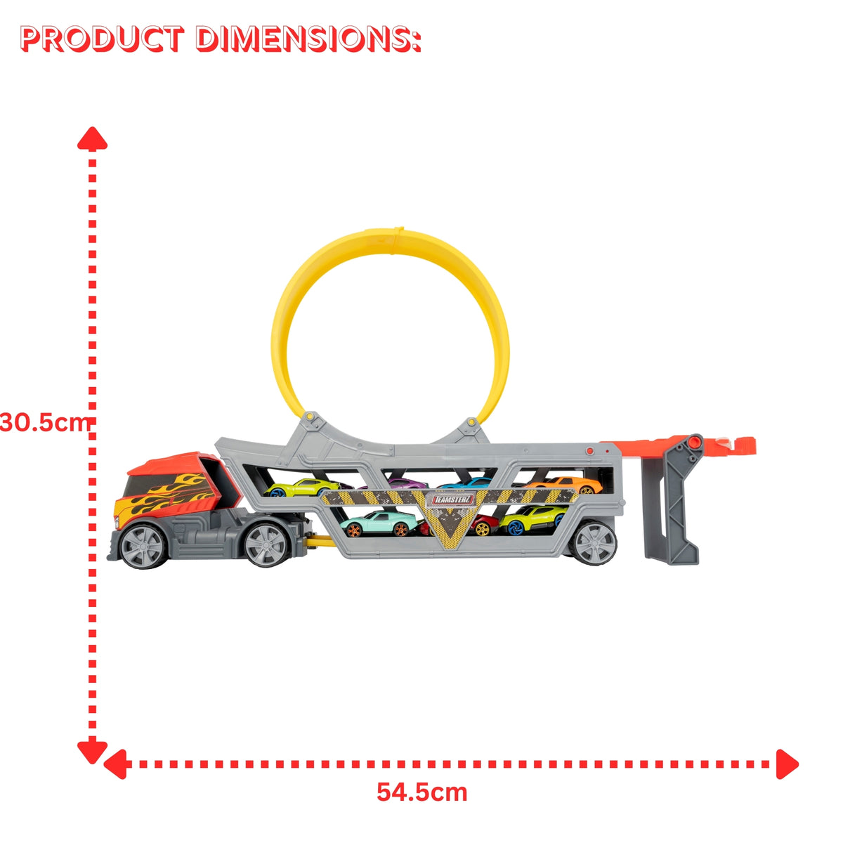 Kids Racing Toy – Teamsterz Launch &amp; Loop Transporter with Adjustable Track and Storage for 14 Cars