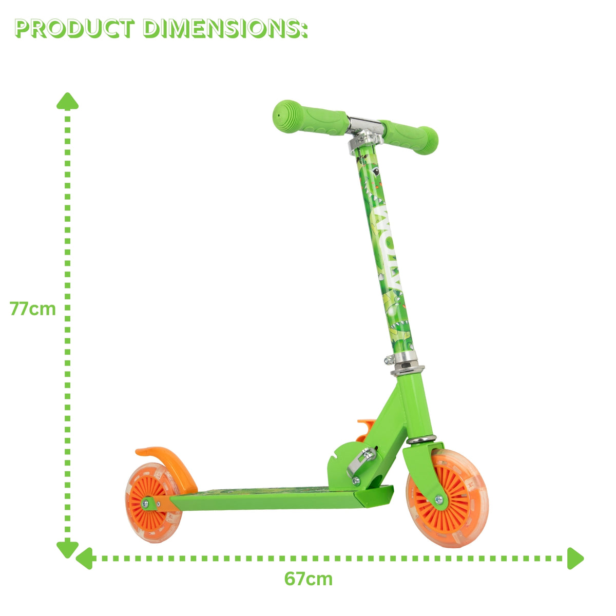 ATOM Light Up Inline Childrens Scooter - Dinosaur