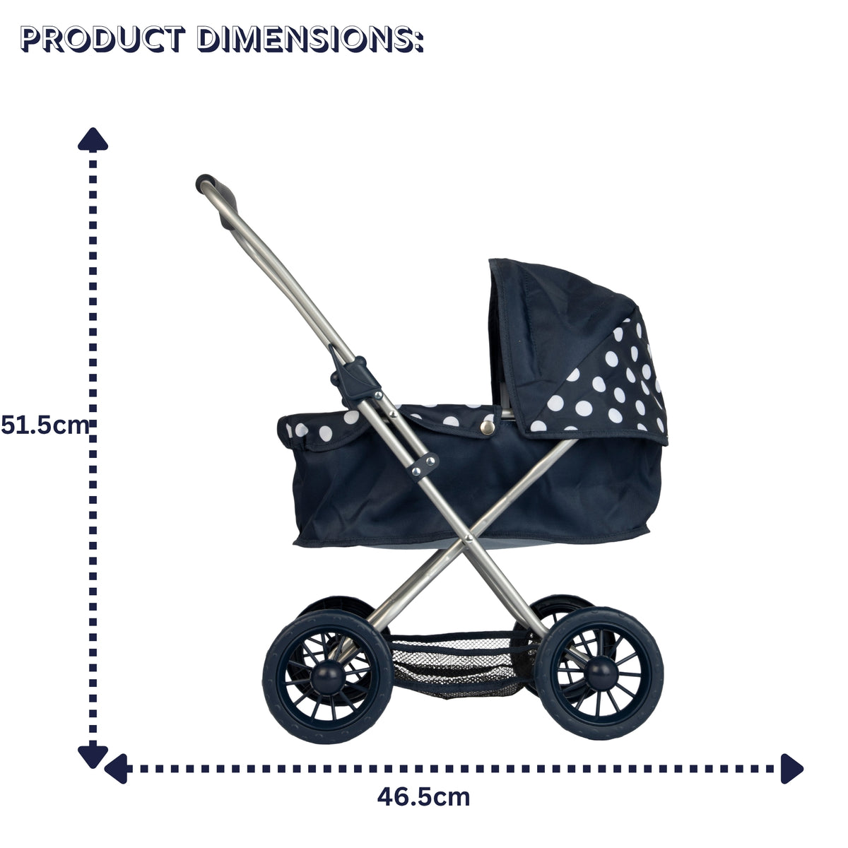 Dolly Tots Cutie Dolls Pram - Navy Prams
