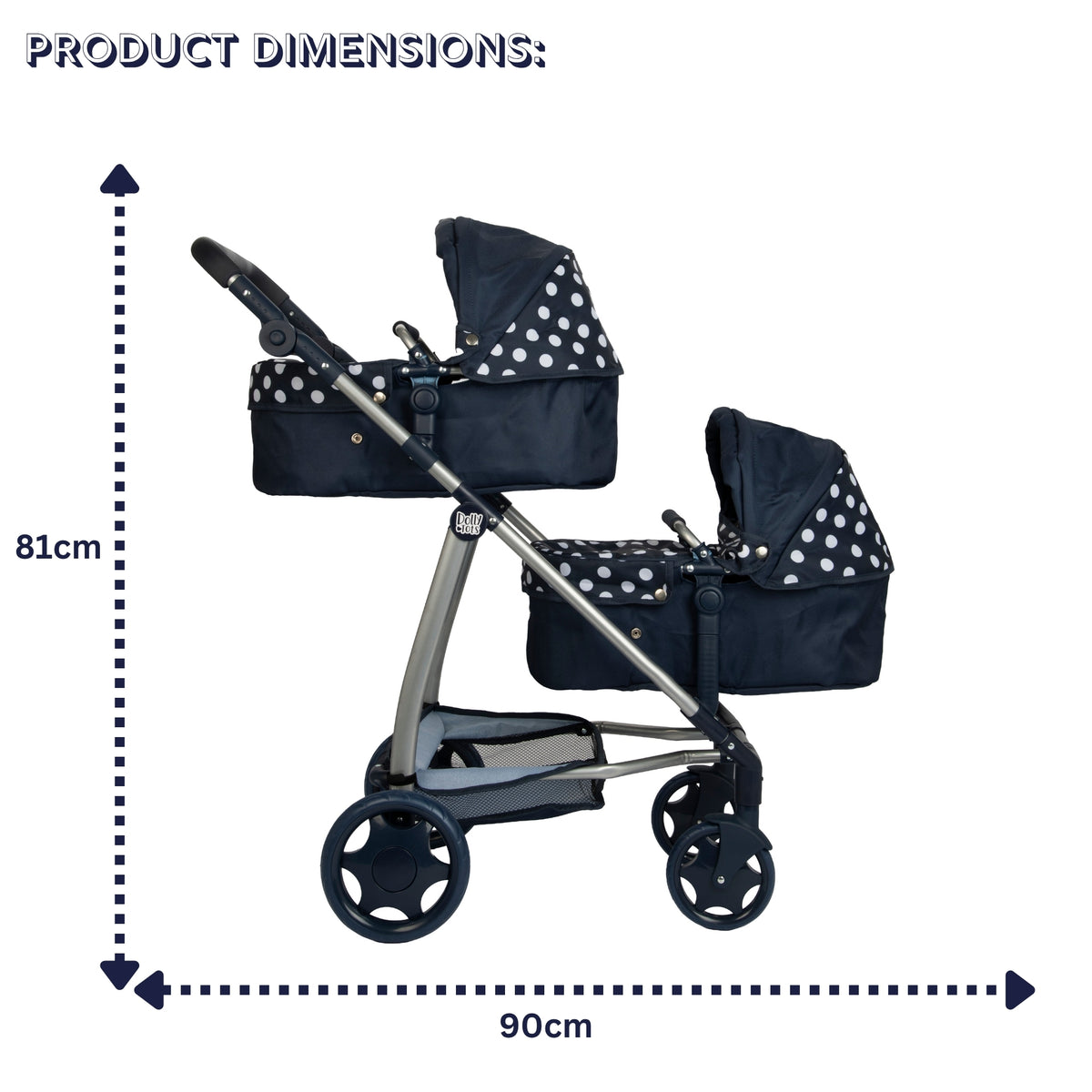 Dolly Tots Twin Dolls Pram - Navy Prams