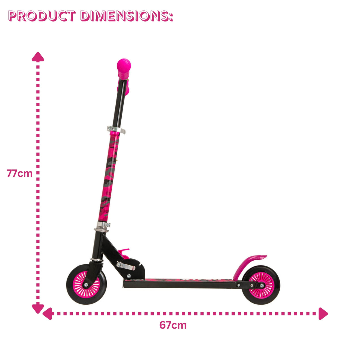 ATOM Light-Up Inline Scooter in Neochrome – 2-Wheel Folding Kids Scooter with LED Flashing Wheels, Adjustable Handlebar, and Rear Brake for Ages 5+