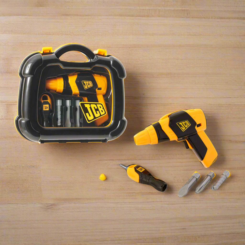 JCB Toy Drill with Case and Accessories - Battery Operated