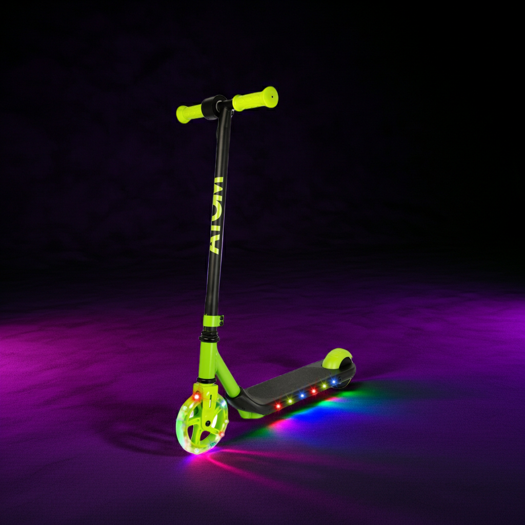 ATOM Light Up Electric Lightening Scooter - Lime Green