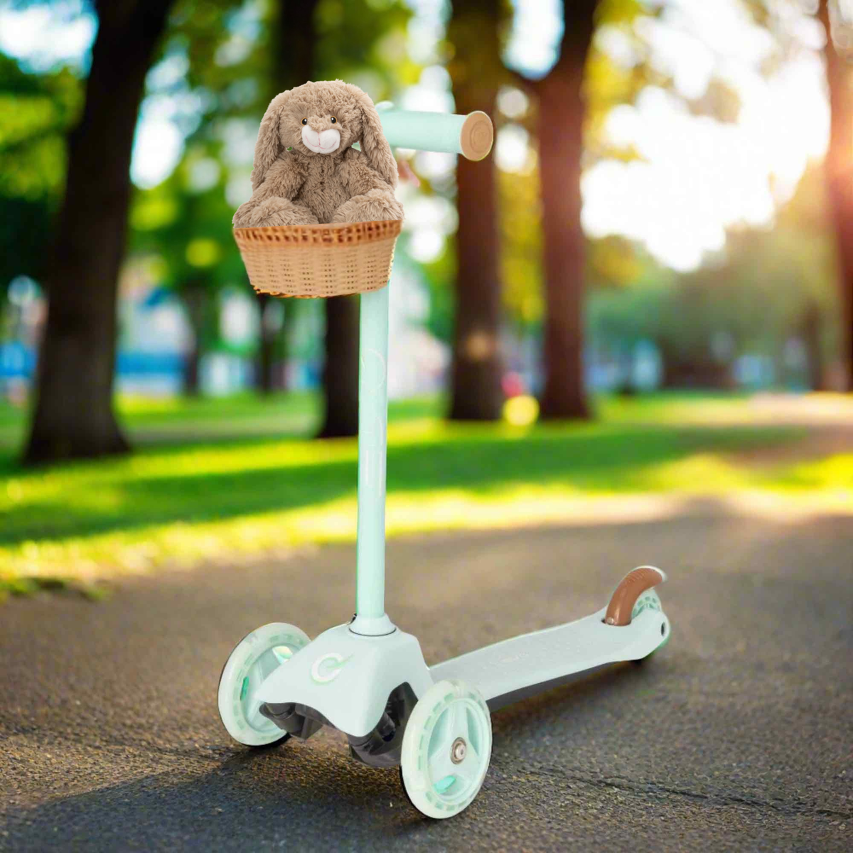 Mint Green Mini Cruiser + Bella &amp; Bee Soft Plush Bunny Rabbit Bundle