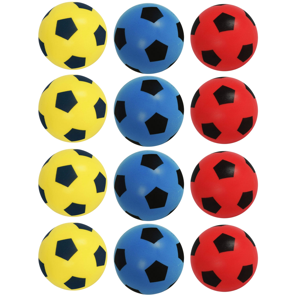 Foam Football Pack Of 12 - Red, Blue &amp; Yellow(19.4cm)