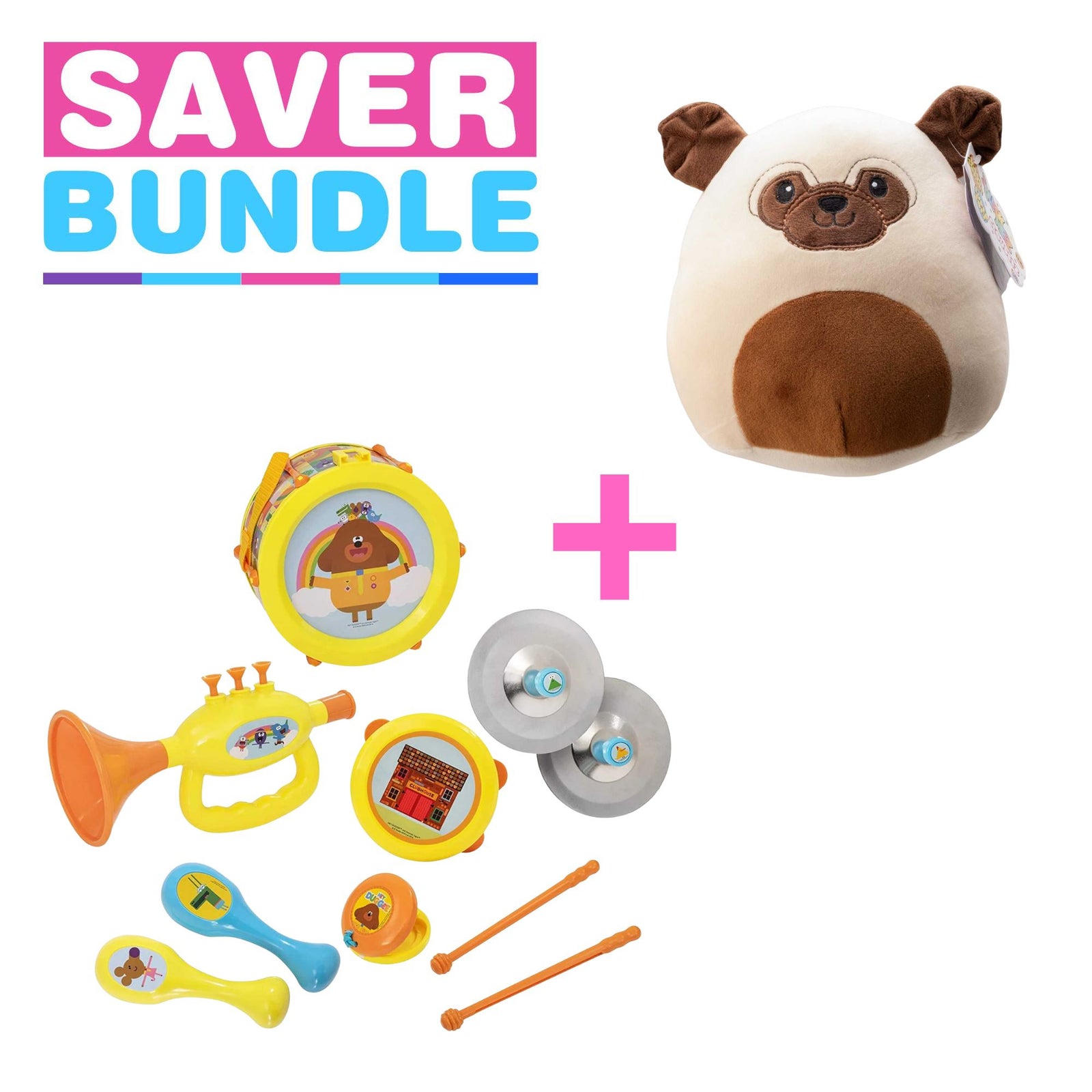 Hey Duggee Big Band Toy Set & Percy Plush Cloudeez Plush Toy – Squishy & Musical Toy Bundle