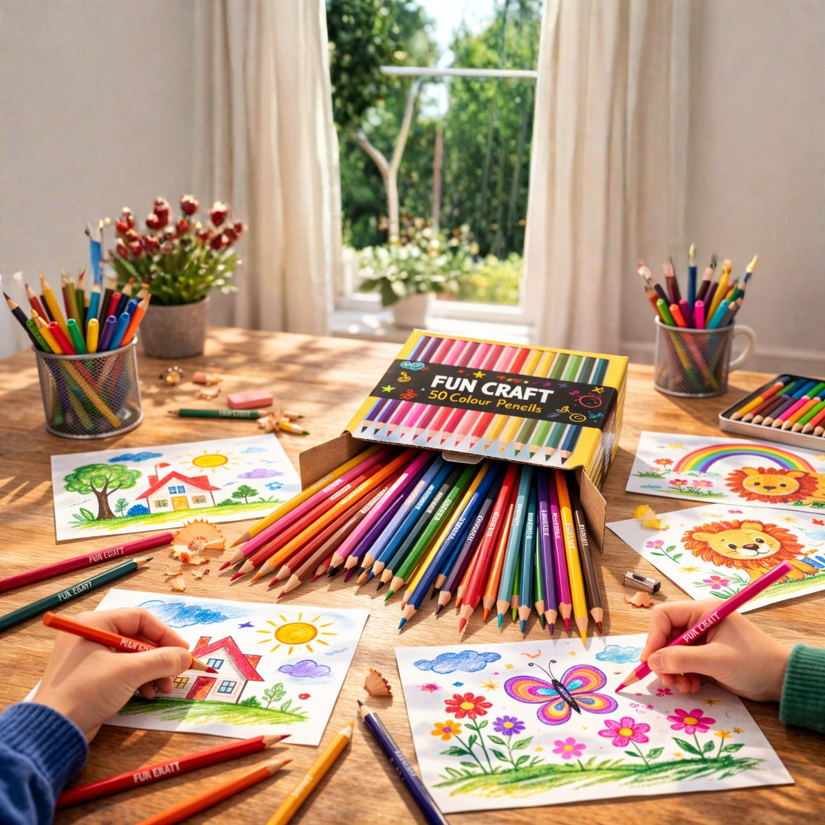 Fun Craft 50 Coloured Pencils – Kids Colouring & Drawing Set