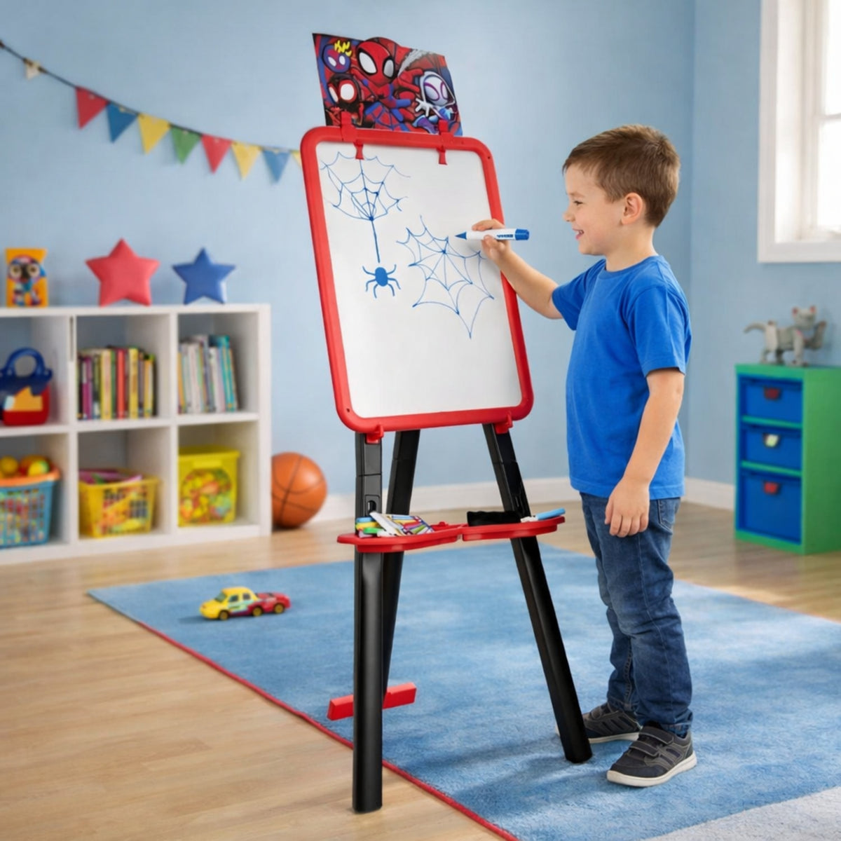 Marvel Spidey & Friends 2-in-1 Floor Easel – Whiteboard & Chalkboard Set