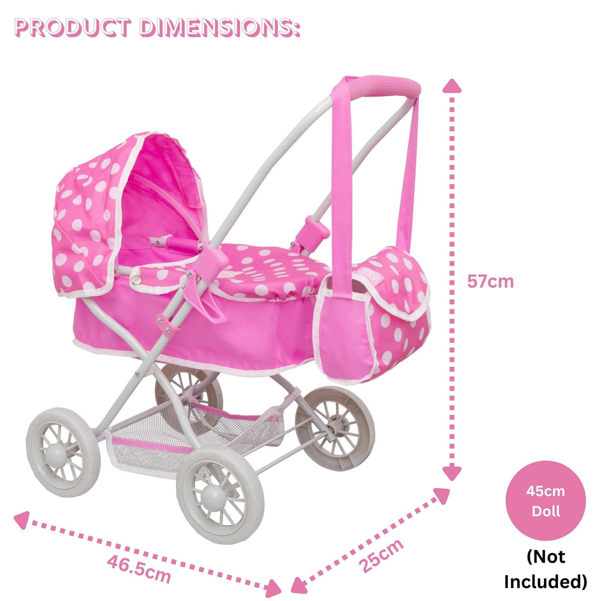 Dolly Tots Cutie Dolls Pram - Adorable and Compact Toy Pram for Dolls