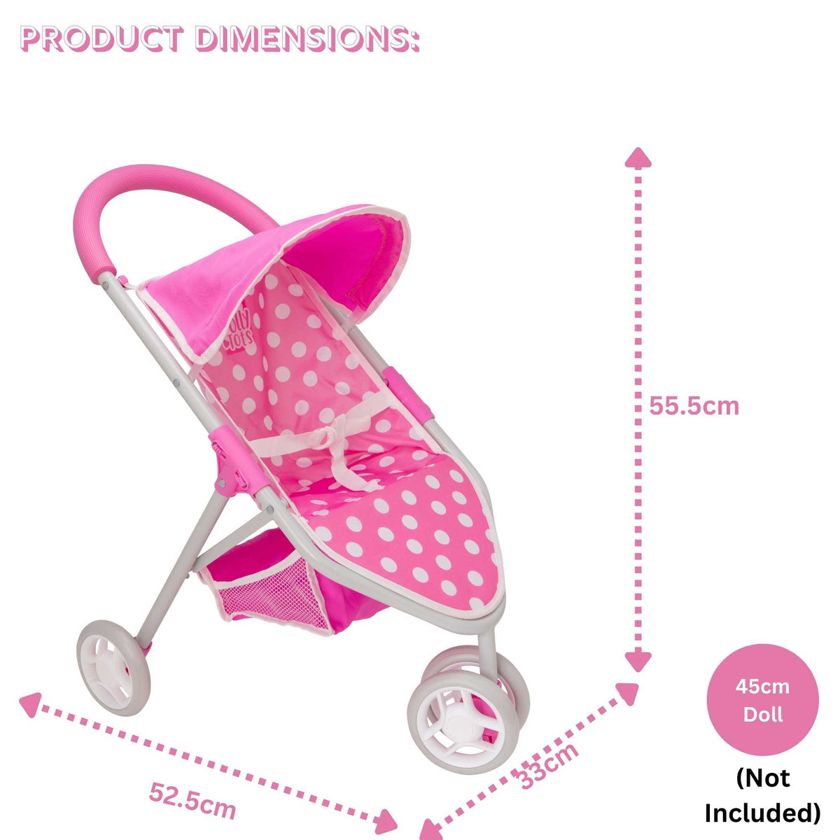 Dolly Tots Jogger Dolls Pram - Sporty and Functional Toy Pram for Dolls, Ideal for Active Play