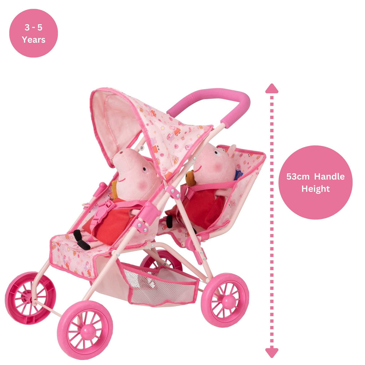 Peppa Pig Tandem Twin Doll Stroller Pushchairs