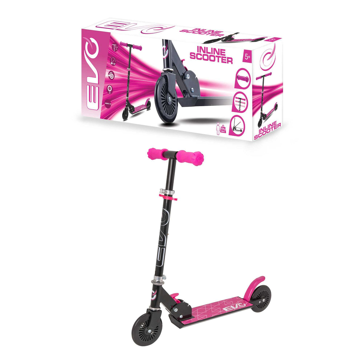 EVO Children&#39;s Inline Scooter for Kids Ages 5 and Up with Adjustable Handlebar, perfect for enhancing motor skills and outdoor fun.