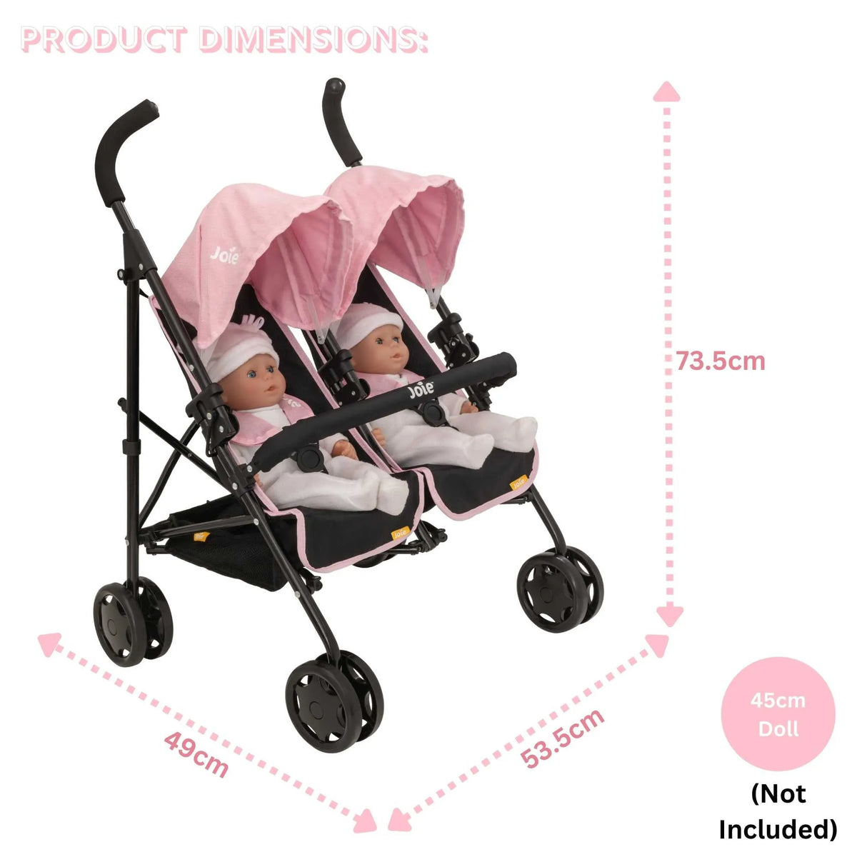 Joie Aire Twin Dolls Stroller - Pink & Black