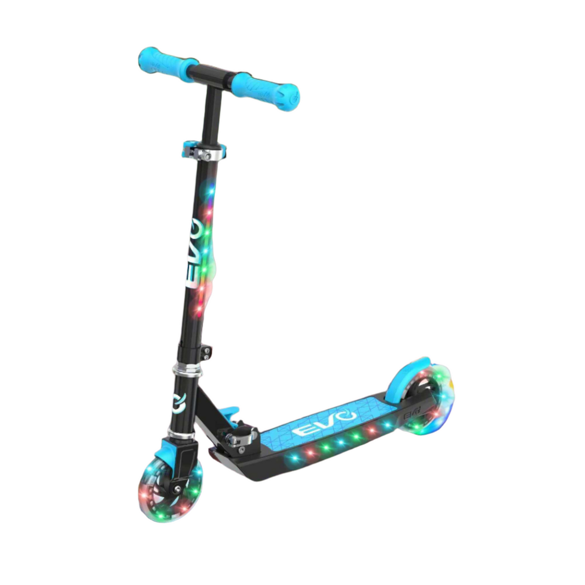 EVO Children&#39;s Light Up Light Blast Scooter for Kids Ages 5 and Up with LED Wheels and Adjustable Handlebar , perfect for enhancing motor skills and outdoor fun.