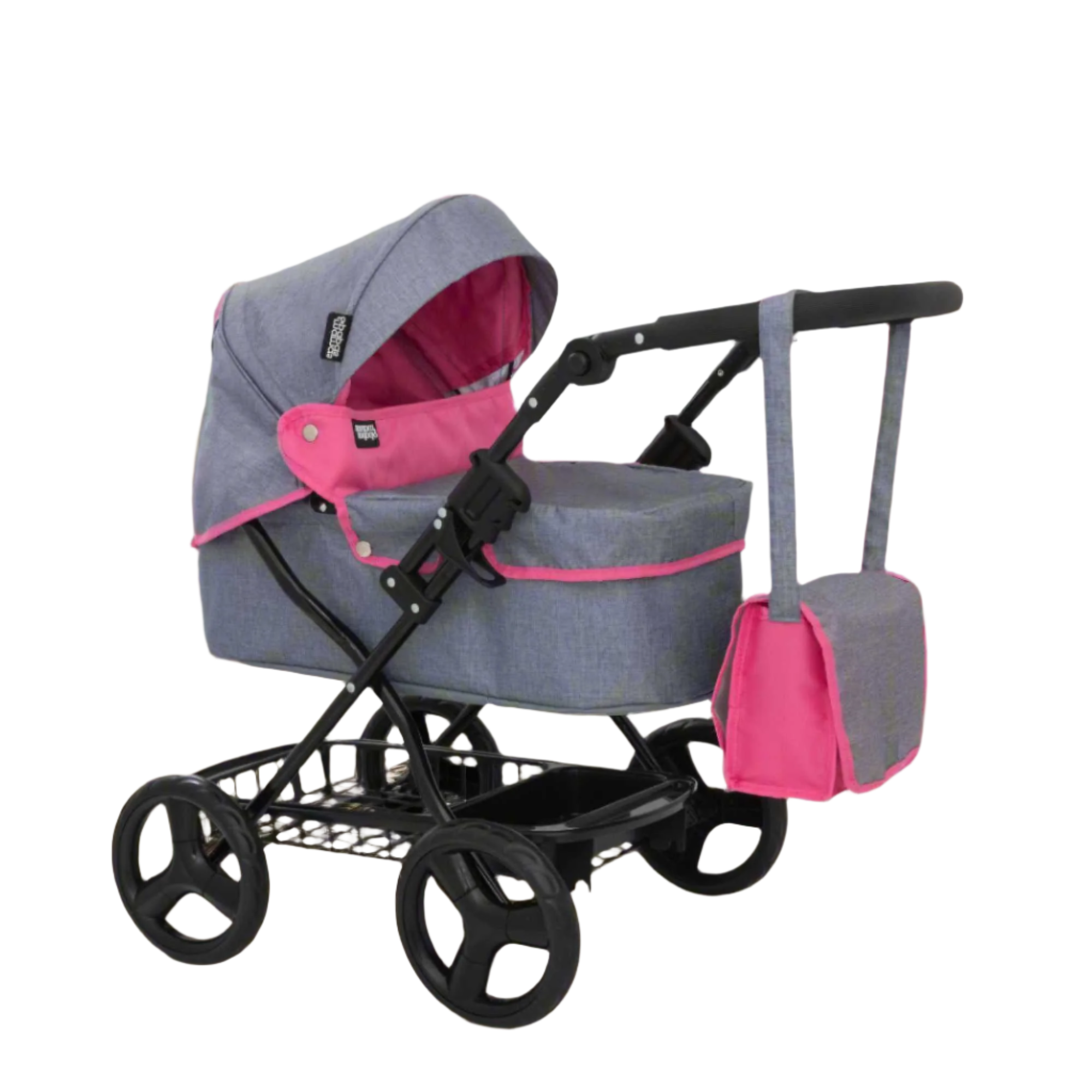 Mamas & Papas Junior Ultima Dolls Pram, designed for children's play, featuring a classic and sturdy frame, adjustable handle height, and smooth-rolling wheels, ideal for nurturing imaginative play with dolls.