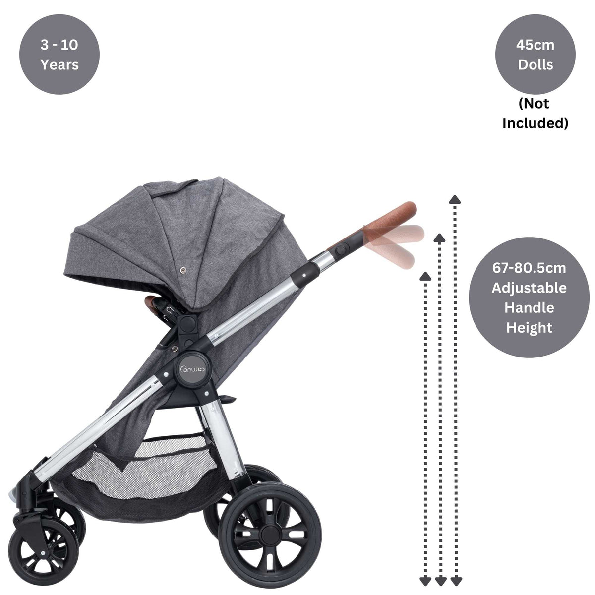 Celuna Premium Vogue Dolls Pram - versatile doll stroller with 2 pram modes for ultimate playtime fun, stylish and durable design