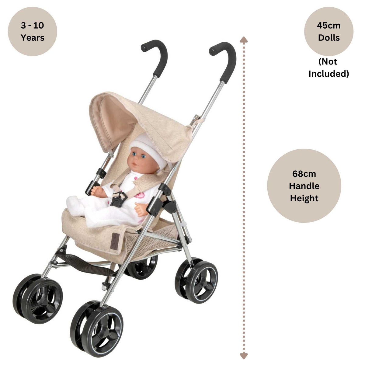 Celuna Premium Junior Dolls Stroller - lightweight and durable doll stroller with a sleek design, perfect for imaginative play