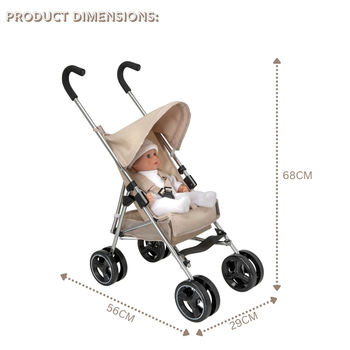 Celuna Premium Junior Dolls Stroller - lightweight and durable doll stroller with a sleek design, perfect for imaginative play