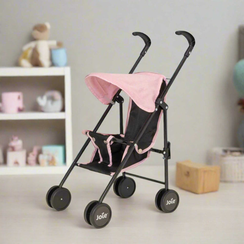 Stylish and compact toy pushchair designed for dolls, featuring a lightweight frame, easy-to-manoeuvre wheels, and a comfortable handle. Perfect for children to take their favourite dolls on the go, with a sleek and modern design.