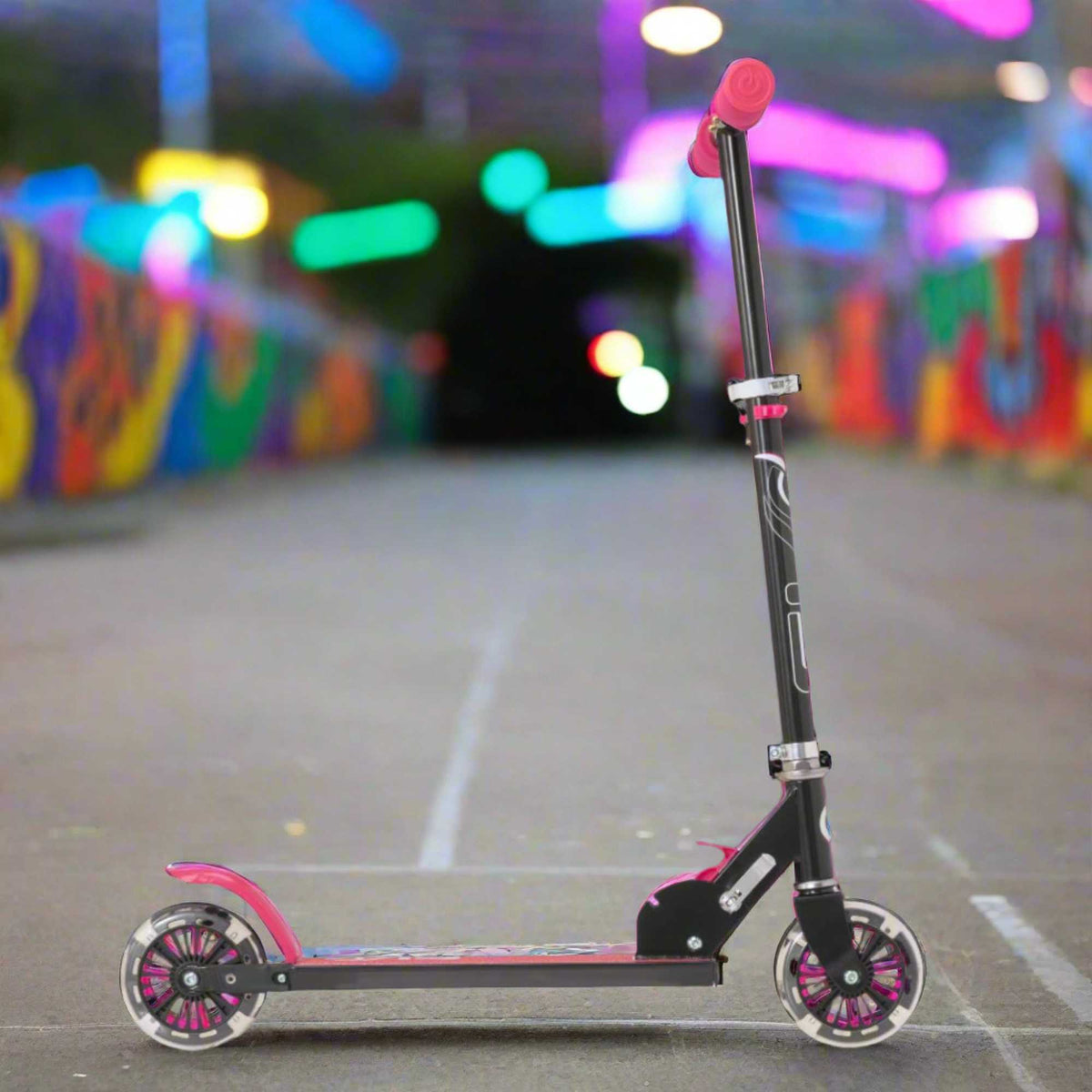 EVO Children&#39;s Light Up Inline Scooter for Kids Ages 5 and Up with LED Wheels and Adjustable Handlebar, perfect for enhancing motor skills and outdoor fun.