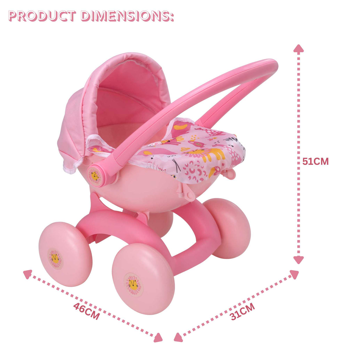 BabyBoo Bambino Jungle Print 4-IN-1 Dolls Pram Prams