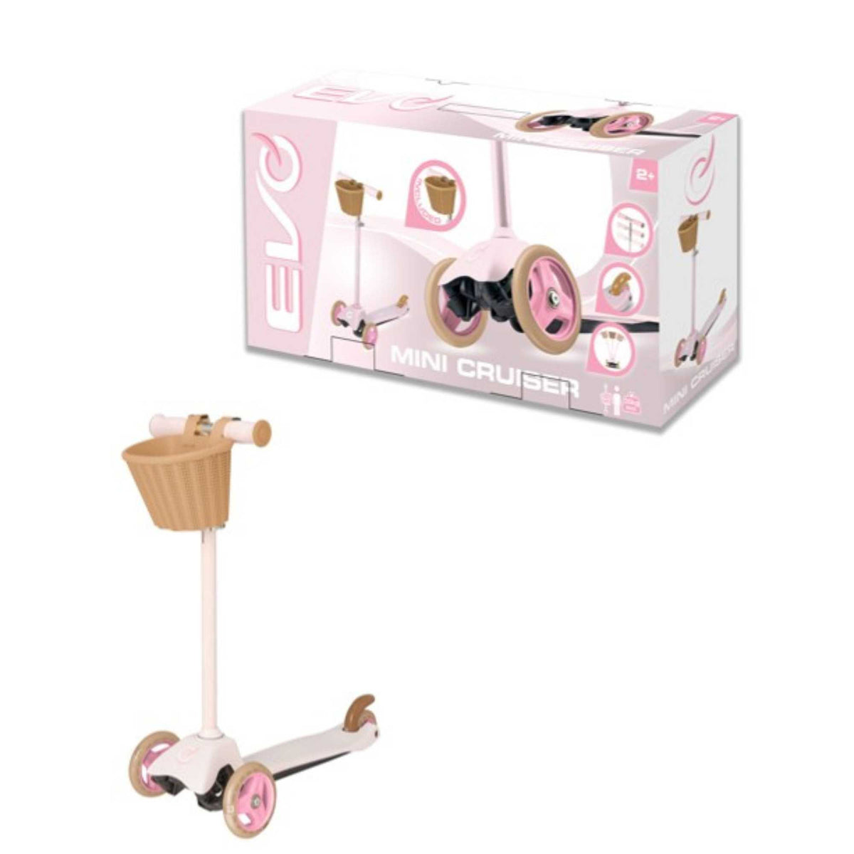 EVO Mini Cruiser Scooter With Basket - Pink Scooters