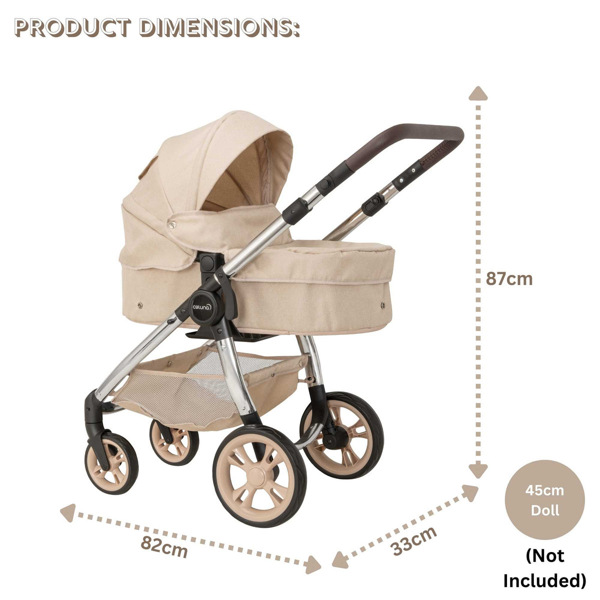 Celuna Premium Vogue Stone Dolls Pram - Two Pram Modes Doll &amp; Action Figure Accessories