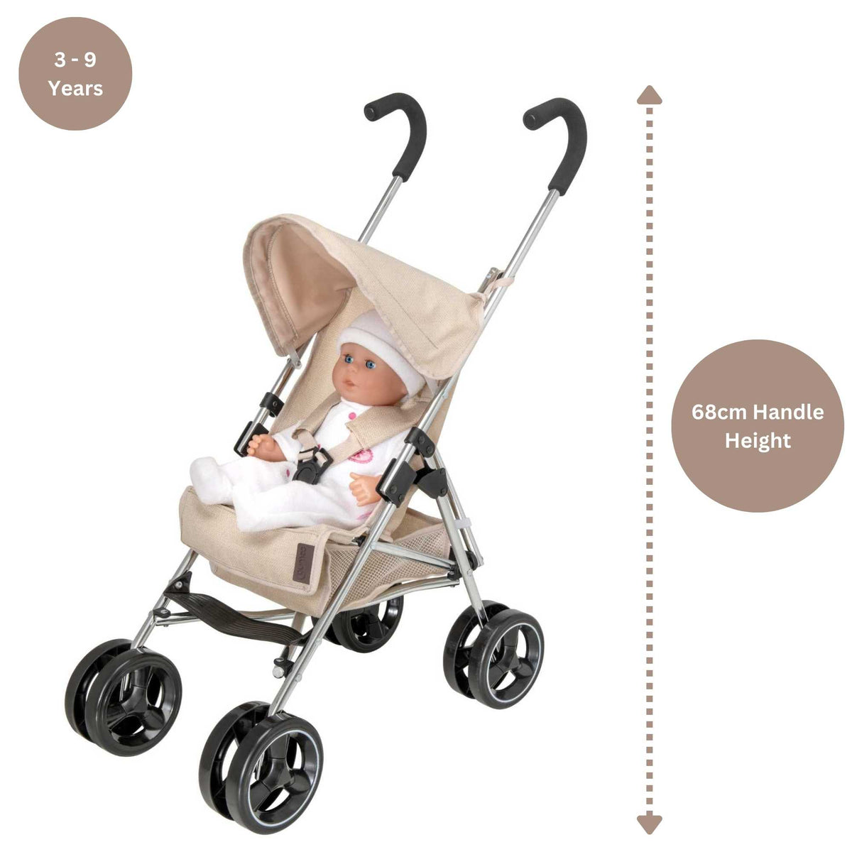 Celuna Premium Junior Dolls Stroller - Stone Pushchairs