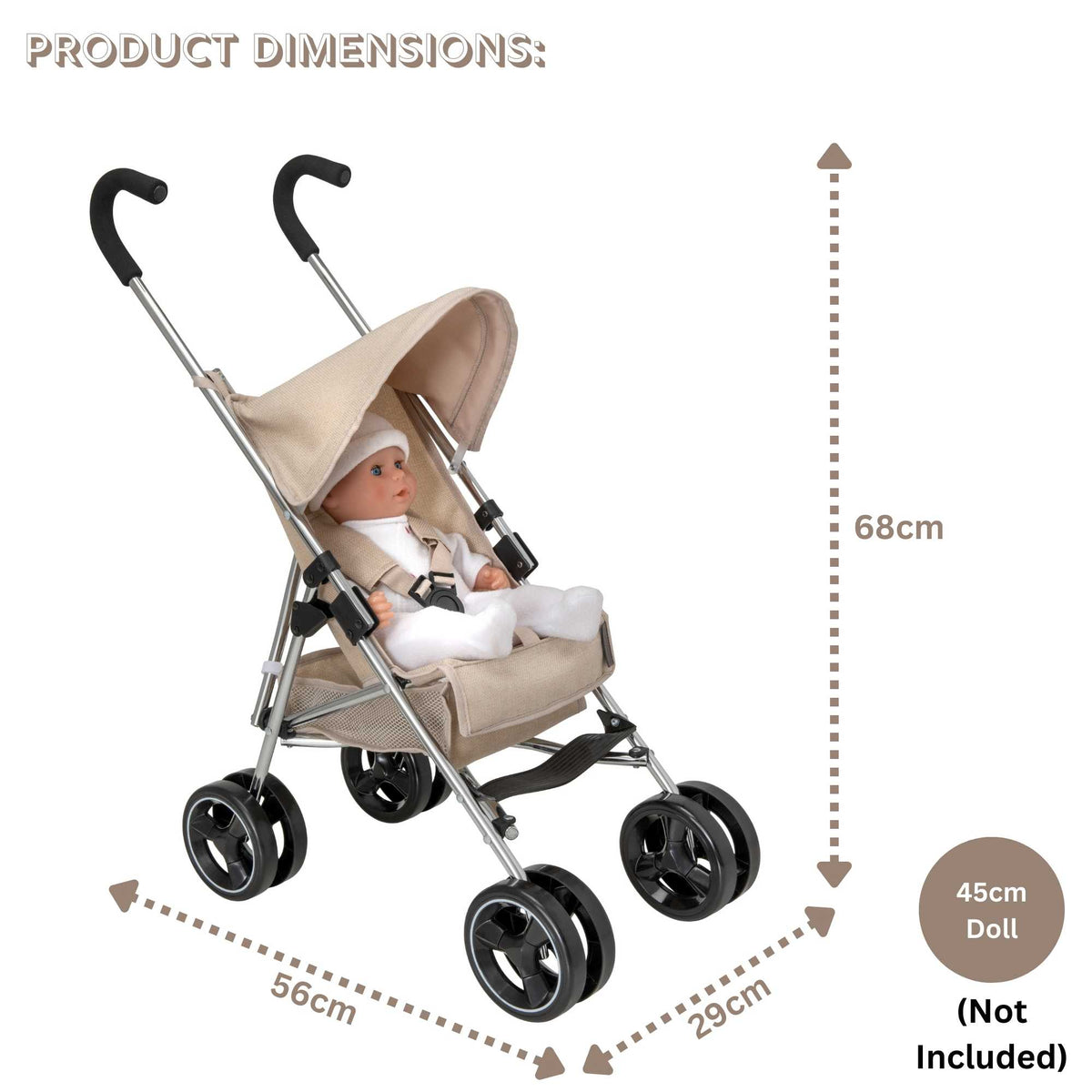 Celuna Premium Junior Dolls Stroller - Stone Pushchairs