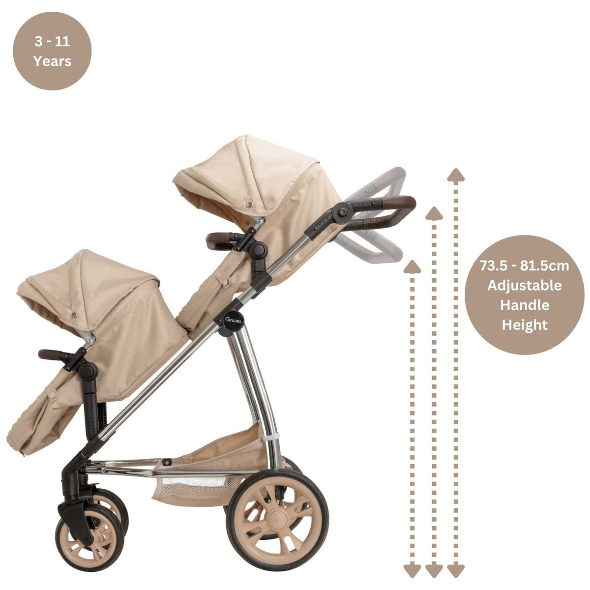 Celuna Premium Stone Twin Dolls Travel System - 9 Play Patterns Doll &amp; Action Figure Accessories