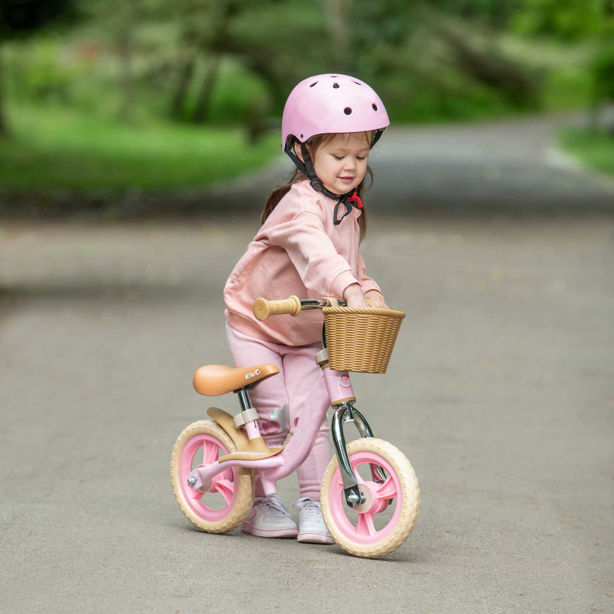 EVO 10&quot; Glider Balance Bike With Basket - Pink Balance Bike