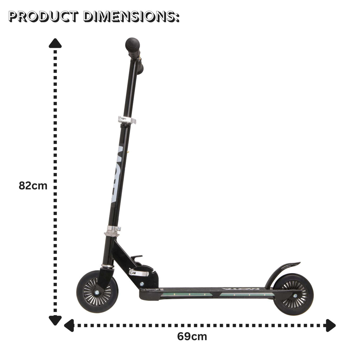 ATOM Night Flash 2-wheeled scooter for kids aged 5 and up, featuring LED light-up wheels, a sturdy frame, and adjustable handlebars, designed for safe and exciting rides.