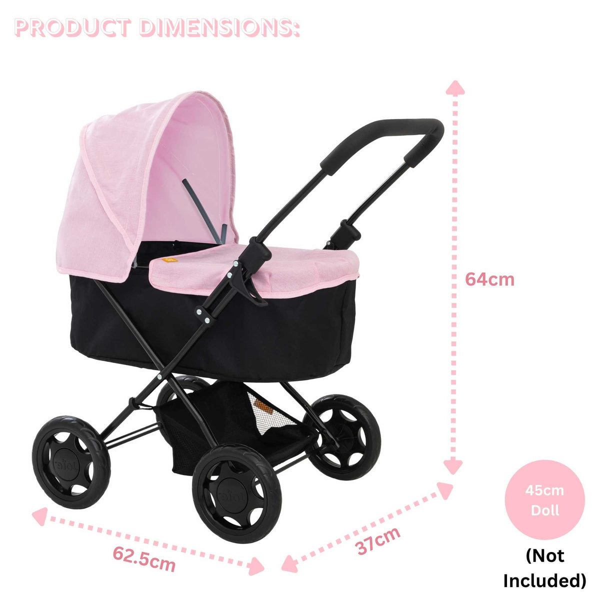 Joie Baby Dolls Pram - Pink &amp; Black Prams