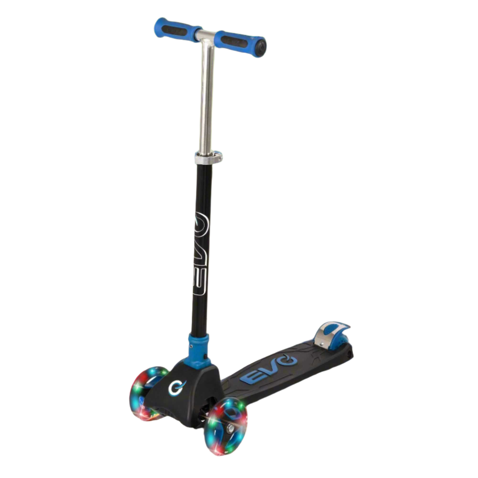 EVO Kids 3 Wheeled Scooter with light up wheels, featuring a sturdy design, bright colours, perfect for young riders.