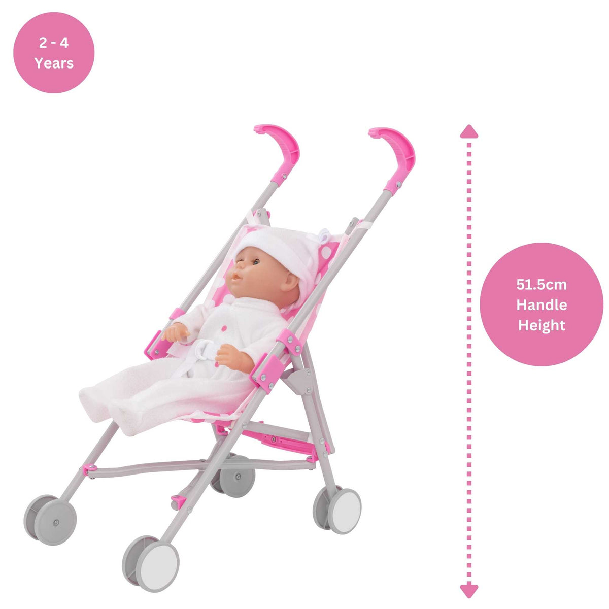 Dolly Tots Dolls Stroller with Doll - Playful Toy Stroller Set for Dolls, Includes Doll Companion