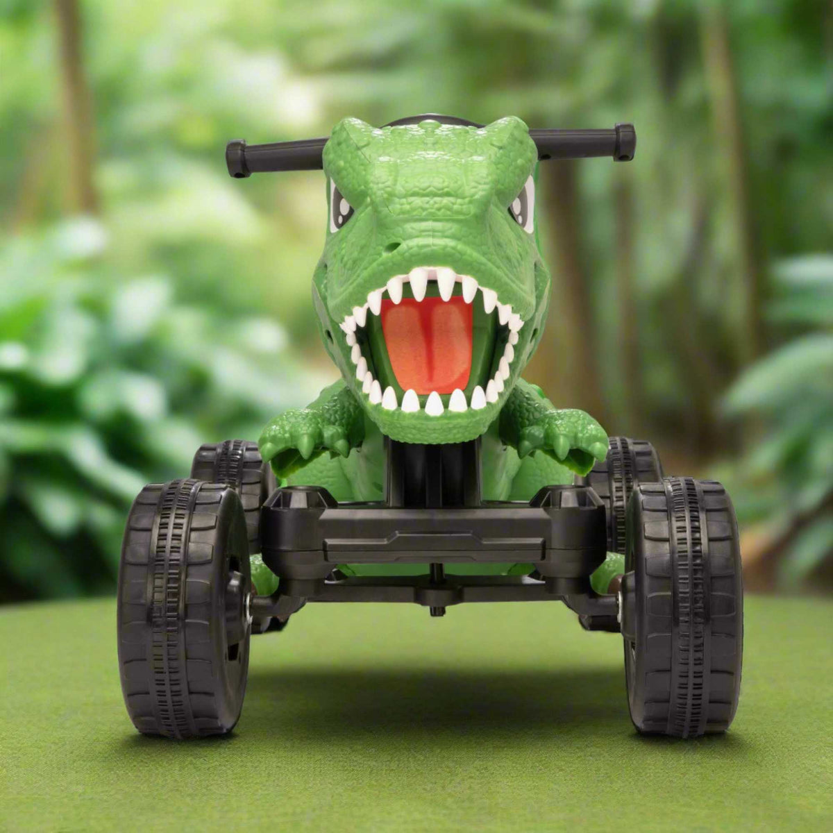 ATOM Dino Quad Battery Operated Ride-On Toy for kids, featuring a dinosaur-themed design, four rugged wheels, and easy-to-use controls, perfect for adventurous outdoor play.