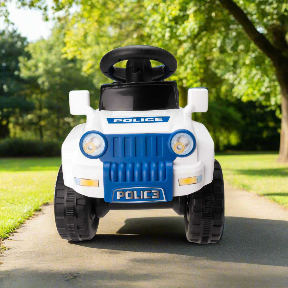 EVO Electric Ride-On Police 4x4 Truck – Realistic battery-powered police vehicle with flashing lights, siren sounds, and rugged wheels for exciting kids&#39; adventures.