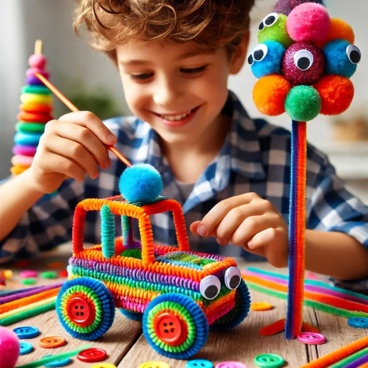 Jumbo Arts and Crafts Supplies Kit with Storage Box - Over 400 Pieces of Creative Materials for Kids and Adults, including Pipe Cleaners, Pom Poms, Beads, Googly Eyes, and More