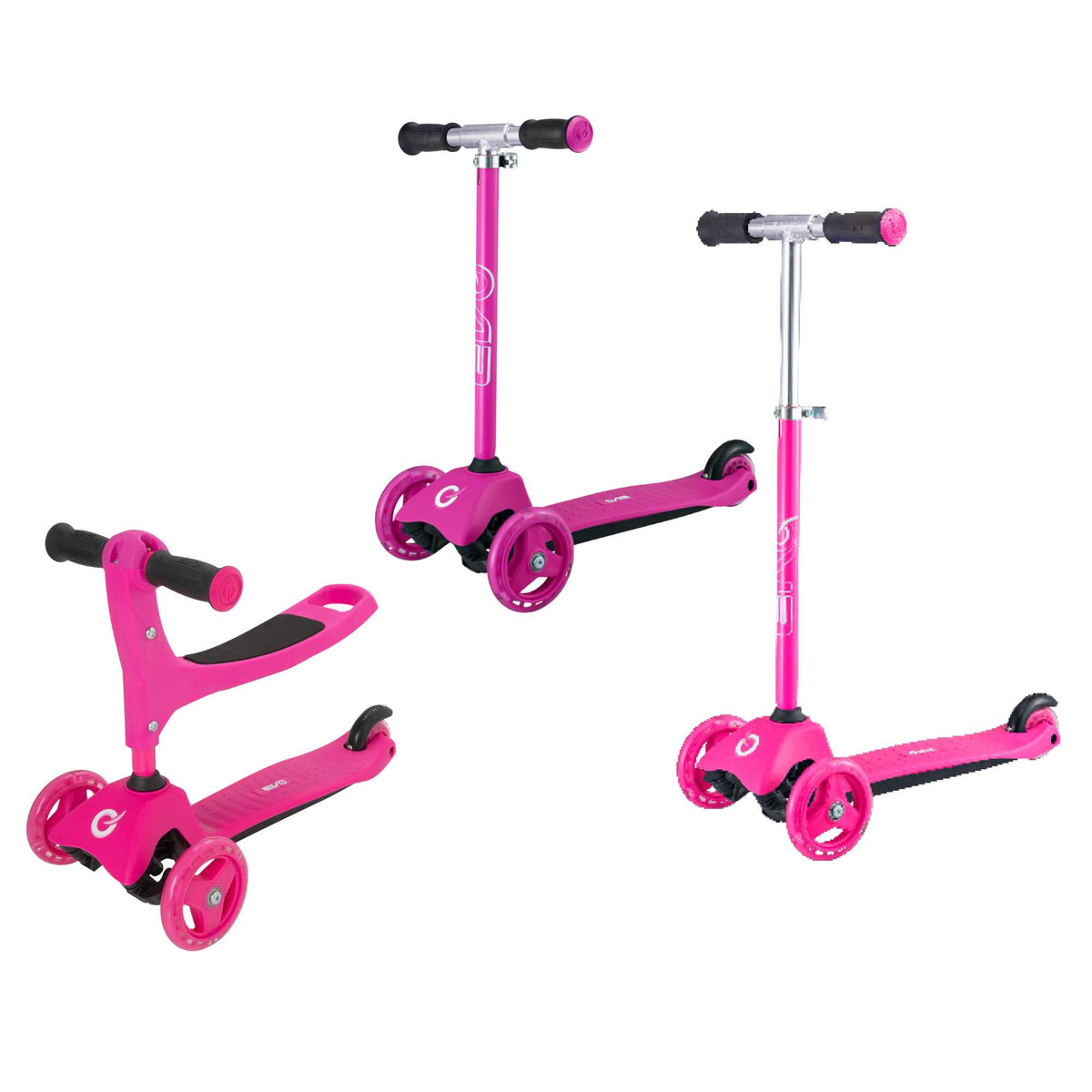 Evo 3-in-1 Cruiser Kleinkinder-Rutscher und Roller - Rosa